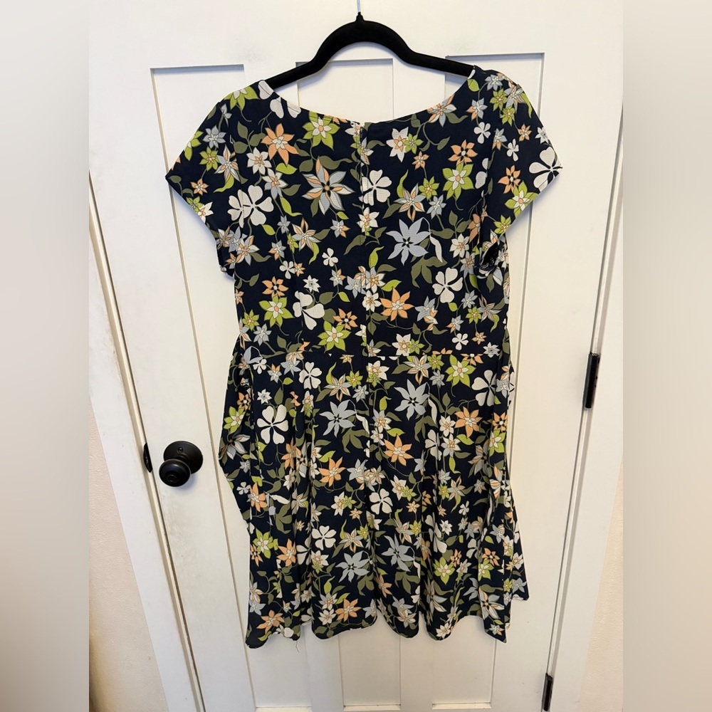 MODCLOTH Befits Your Brilliance Dress Navy Floral Print Medium Retro Size XL - Picture 7 of 9